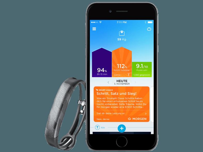 JAWBONE UP2 Gunmetal Hex Grey (Schlaf-/Aktivitätstracker (Ultraleicht-Armband)), JAWBONE, UP2, Gunmetal, Hex, Grey, Schlaf-/Aktivitätstracker, Ultraleicht-Armband,