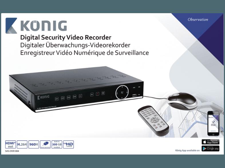 KÖNIG SAS-DVR1004 Überwachungsvideorekorder, KÖNIG, SAS-DVR1004, Überwachungsvideorekorder