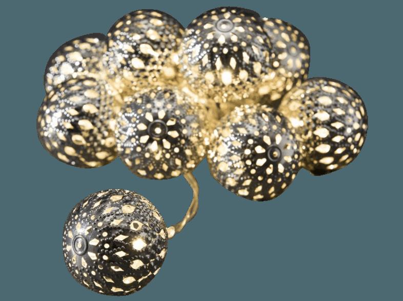 KONSTSMIDE 3157-303 große silberfarbene Metallbälle LED Dekolichterkette,  Silber/Transparent,  Warmweiß