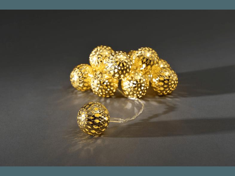 KONSTSMIDE 3157-803 große goldene Metallbälle LED Dekolichterkette,  Transparent/Gold,  Warmweiß