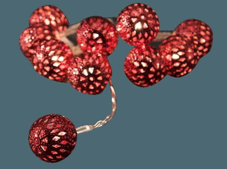 KONSTSMIDE 3188-553 kleine rote Metallbälle LED Dekolichterkette,  Rot/Transparent,  Warmweiß