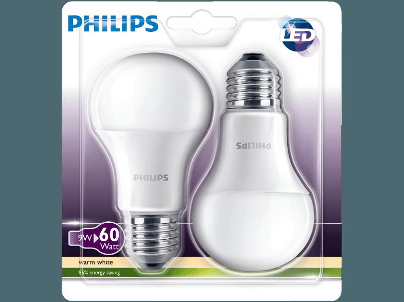 PHILIPS 49110200 2-tlg. LED Leuchtmittel 9 Watt E27