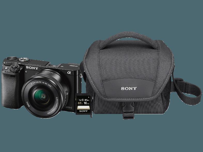 SONY Alpha 6000 Kit Systemkamera 24.7 Megapixel mit Objektiv 16-50 mm, 55-210 mm f/3.5-5.6, f/4.5-6.3,, 7.5 cm Display