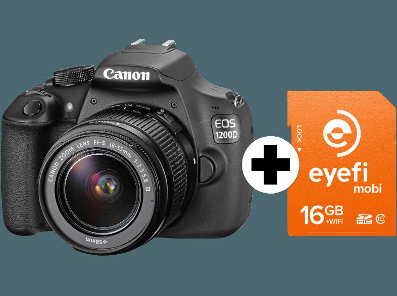 CANON EOS 1200D   Eyefi Speicherkarte Spiegelreflexkamera 18 Megapixel mit Objektiv 18-55 mm f/3.5-5.6, 7.5 cm Display