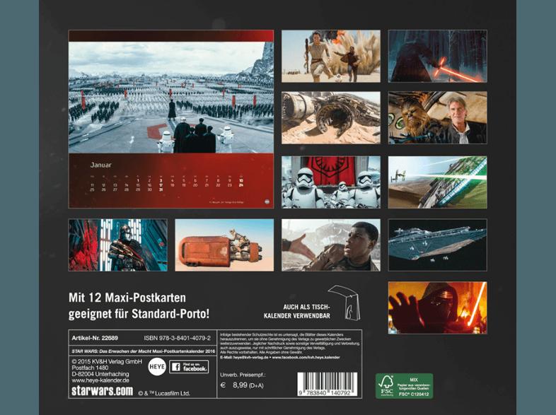 Star Wars Episode 7 Postkartenkalender 2016