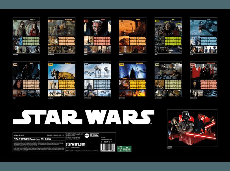 Star Wars Kalender 2016 Broschur XL, Star, Wars, Kalender, 2016, Broschur, XL