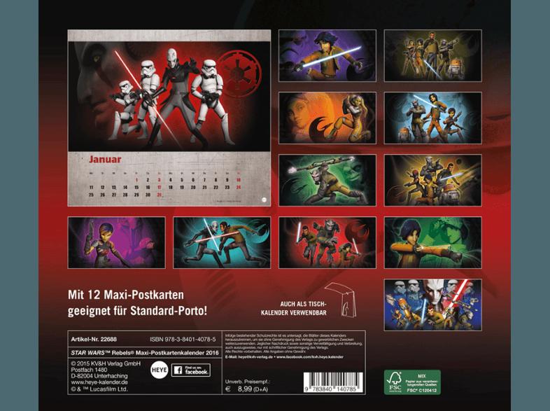 Star Wars Rebels Maxi Postkartenkalender 2016