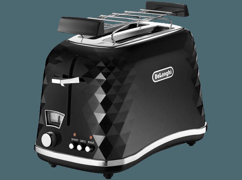 DELONGHI CTJ 2103.BK Toaster Brillant Schwarz (900 Watt, Schlitze: 2)