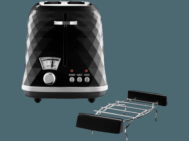 DELONGHI CTJ 2103.BK Toaster Brillant Schwarz (900 Watt, Schlitze: 2)