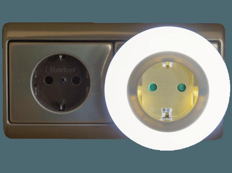 HEITRONIC 47165 Zwischenstecker mit LED Nachtlicht Tageslichtweiß