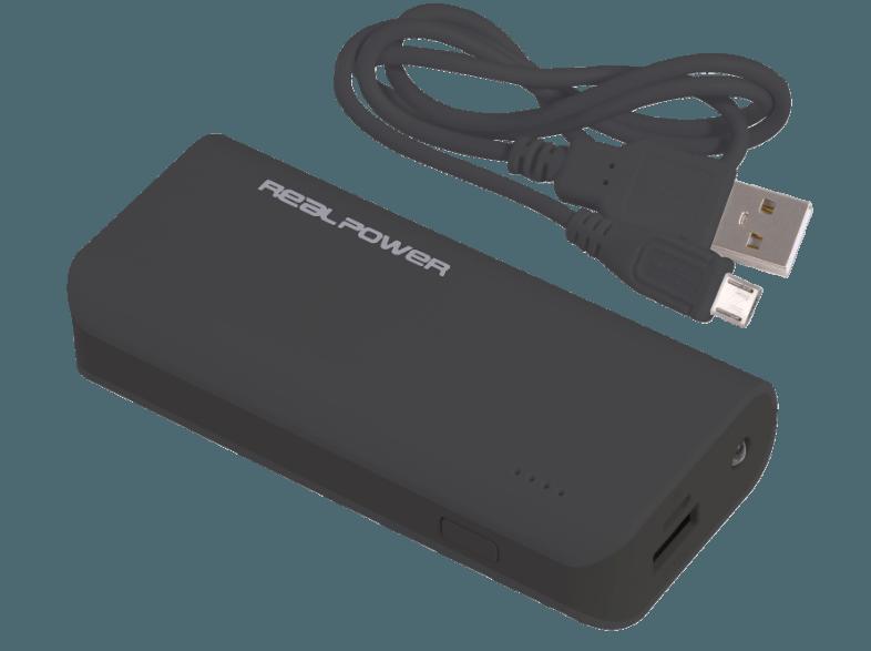 REALPOWER PB-4000 Powerbank 4000 mAh Schwarz, REALPOWER, PB-4000, Powerbank, 4000, mAh, Schwarz