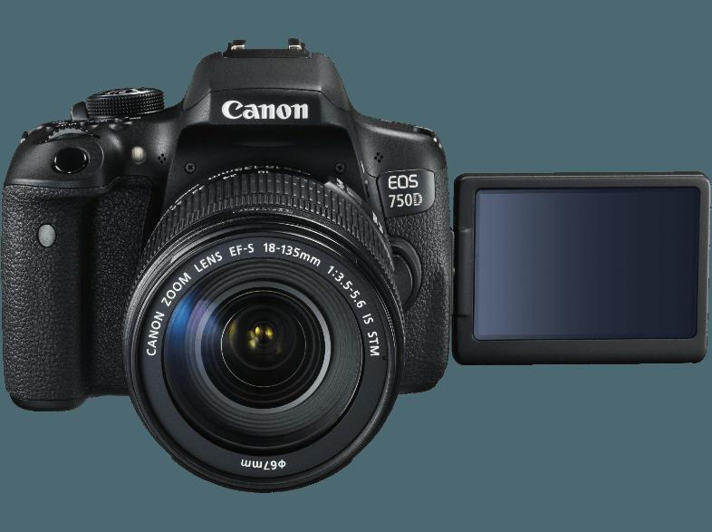 CANON EOS 750D Spiegelreflexkamera 24.2 Megapixel mit Objektiv 18-135 mm f/3.5-5.6, 7.7 cm Display   Touchscreen