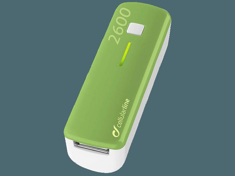 CELLULAR LINE 37128 Pocket Powerbank 2600 mAH Grün, CELLULAR, LINE, 37128, Pocket, Powerbank, 2600, mAH, Grün