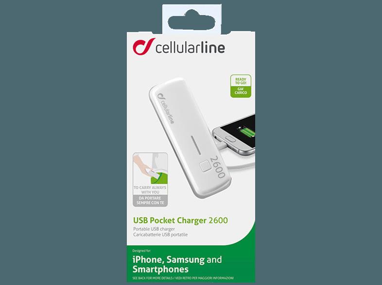 CELLULAR LINE 37132 Pocket Powerbank 2600 mAh Weiß