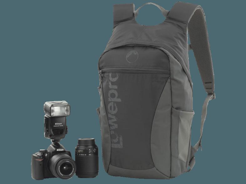 LOWEPRO LP36431 Rucksack für DSLR mit angesetztem Objektiv (18-55 mm), Systemkameras mit angesetztem Objektiv, GoPro Kamera (Farbe: Grau)