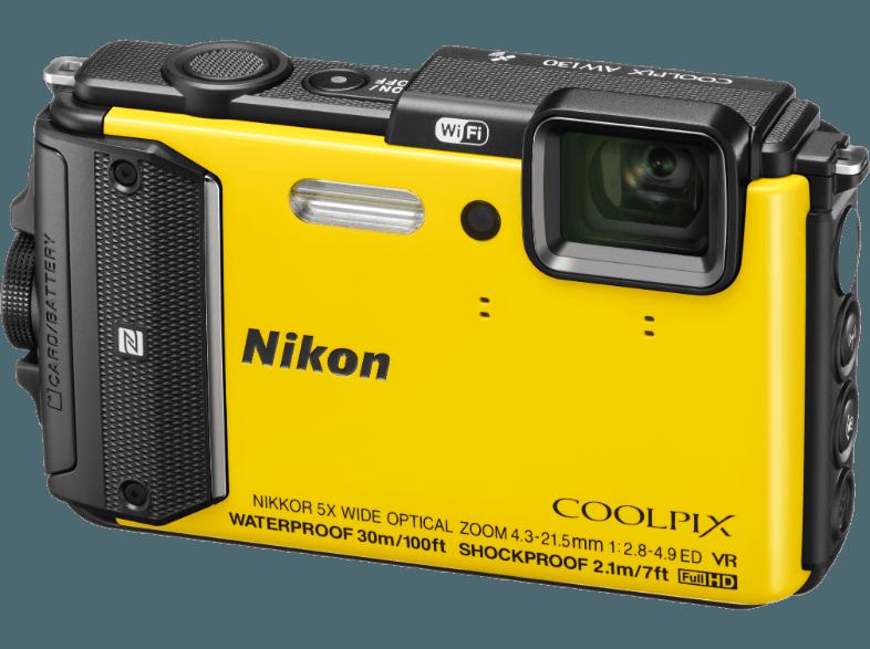 NIKON COOLPIX AW 130  Gelb (16 Megapixel, 5x opt. Zoom, 7.5 cm OLED, WLAN), NIKON, COOLPIX, AW, 130, Gelb, 16, Megapixel, 5x, opt., Zoom, 7.5, cm, OLED, WLAN,