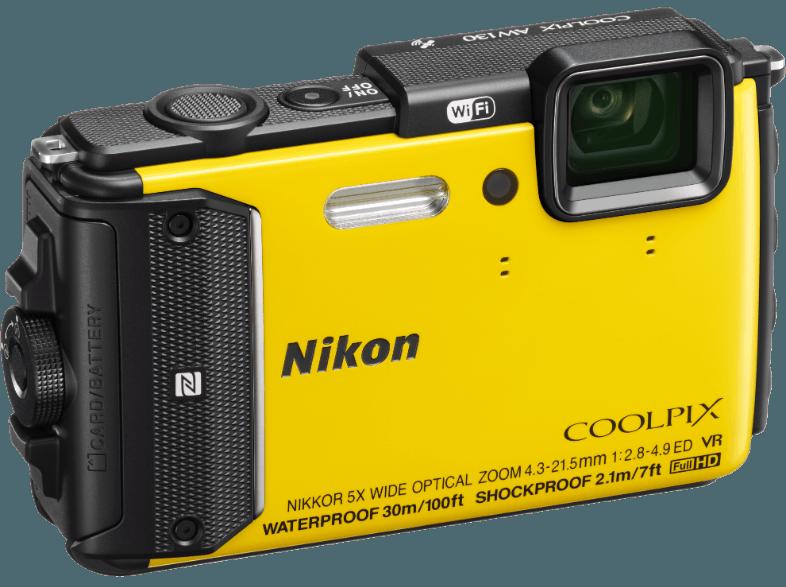 NIKON COOLPIX AW 130  Gelb (16 Megapixel, 5x opt. Zoom, 7.5 cm OLED, WLAN)