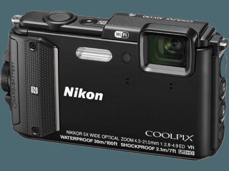 NIKON COOLPIX AW 130  Schwarz (16 Megapixel, 5x opt. Zoom, 7.5 cm OLED, WLAN)