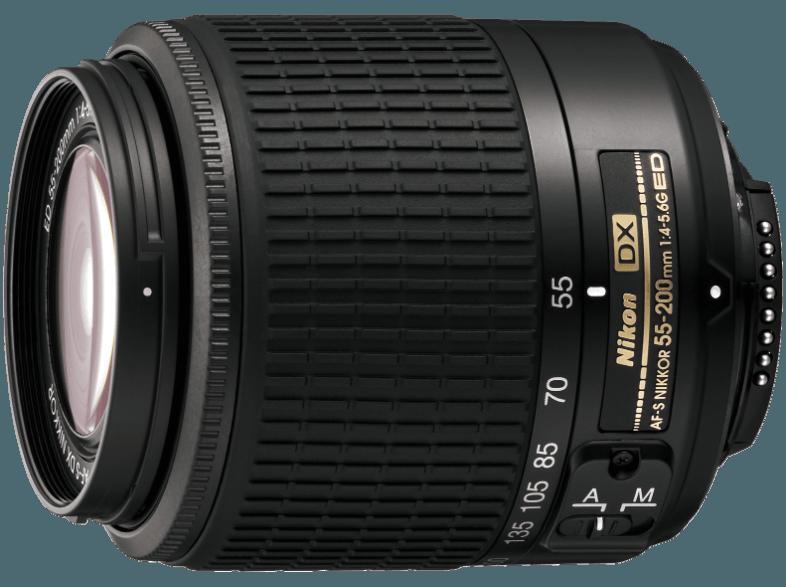 NIKON D5200   16 GB SD   Tasche Spiegelreflexkamera 24.1 Megapixel mit Objektiv 18-55 mm, 55-200 mm f/4-5,6, f/3,5-5,6, 7.5 cm Display