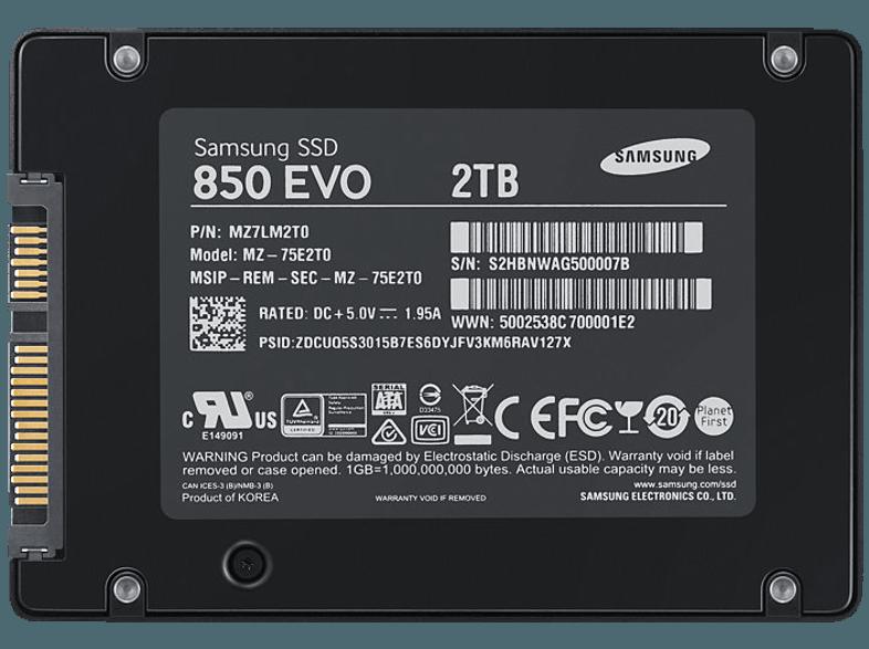 SAMSUNG MZ-75E2T0 850 Evo  2 TB 2.5 Zoll intern, SAMSUNG, MZ-75E2T0, 850, Evo, 2, TB, 2.5, Zoll, intern