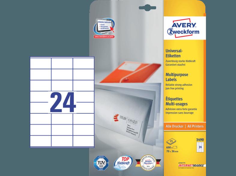 ZWECKFORM 3490 Universal-Etiketten 210 x 297 mm A4 1 Stück