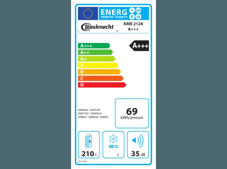 BAUKNECHT KRIE 2124 A    Kühlschrank (69 kWh/Jahr, A   , 1220 mm hoch, Weiß), BAUKNECHT, KRIE, 2124, A, , Kühlschrank, 69, kWh/Jahr, A, , 1220, mm, hoch, Weiß,