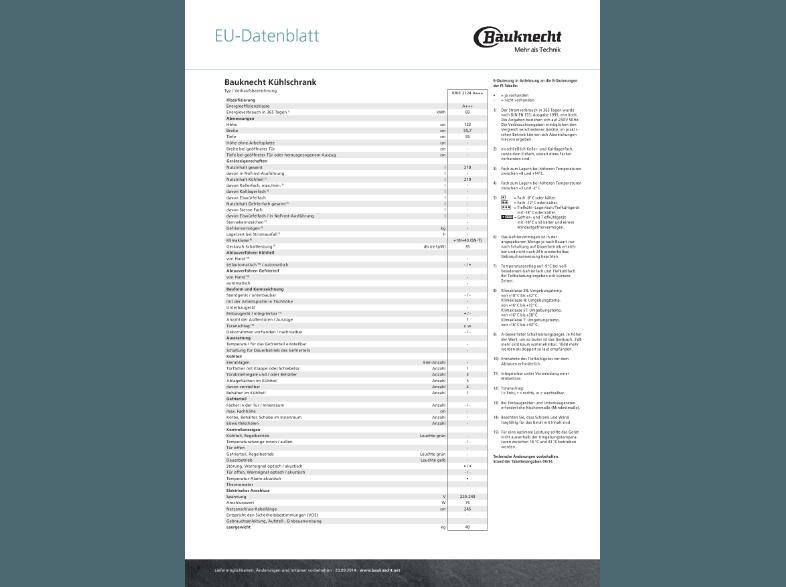 BAUKNECHT KRIE 2124 A    Kühlschrank (69 kWh/Jahr, A   , 1220 mm hoch, Weiß), BAUKNECHT, KRIE, 2124, A, , Kühlschrank, 69, kWh/Jahr, A, , 1220, mm, hoch, Weiß,