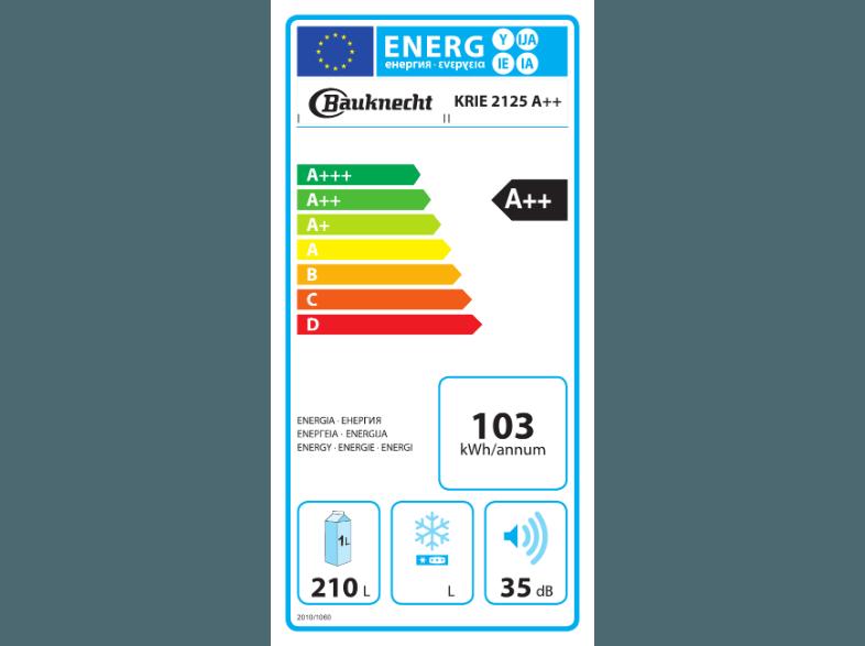 BAUKNECHT KRIE 2125 A   Kühlschrank (103 kWh/Jahr, A  , 1220 mm hoch, Weiß)