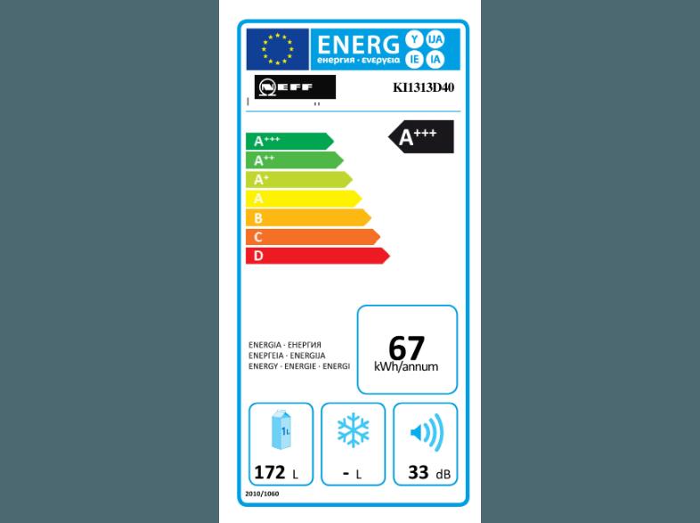 NEFF KI1313D40 Kühlschrank (67 kWh/Jahr, A   , 1021 mm hoch, Weiß), NEFF, KI1313D40, Kühlschrank, 67, kWh/Jahr, A, , 1021, mm, hoch, Weiß,