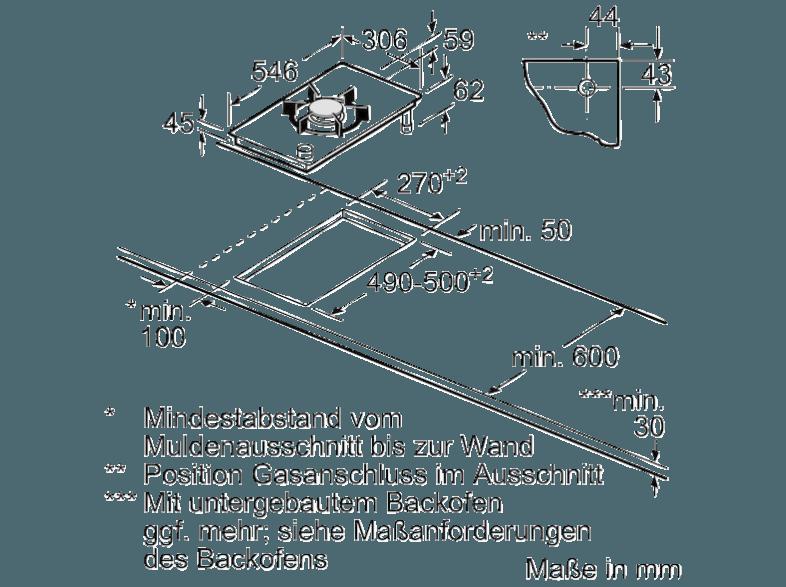 NEFF N24K35N0 Gas-Kochfeld (306 mm breit, 2 Kochfelder), NEFF, N24K35N0, Gas-Kochfeld, 306, mm, breit, 2, Kochfelder,