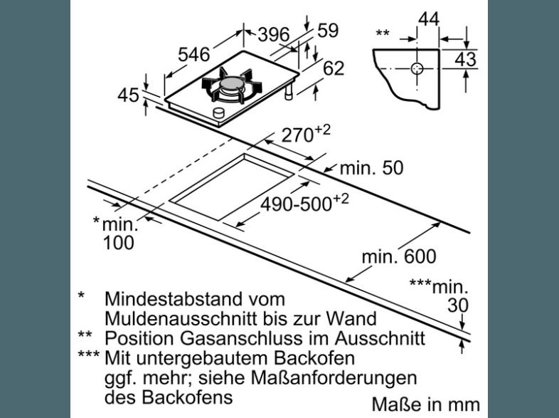 NEFF N24K45N0 Autarkes Gaskochfeld (396 mm breit, 1 Kochfelder), NEFF, N24K45N0, Autarkes, Gaskochfeld, 396, mm, breit, 1, Kochfelder,