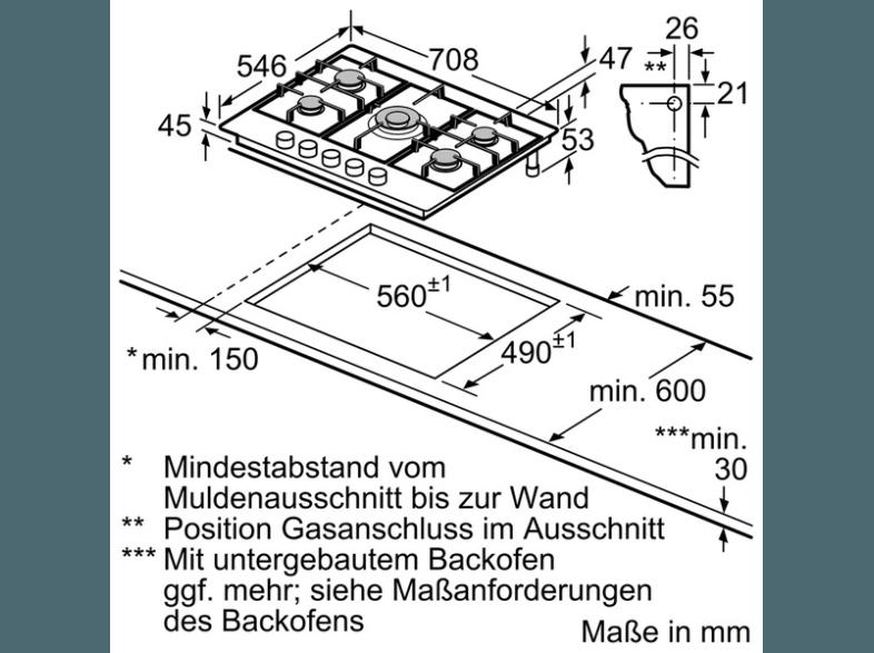 NEFF T67S76N1 Gas-Kochfeld (708 mm breit, 5 Kochfelder)