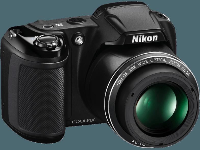 NIKON COOLPIX L340  Schwarz (20.2 Megapixel, 28x opt. Zoom, 7.5 cm TFT), NIKON, COOLPIX, L340, Schwarz, 20.2, Megapixel, 28x, opt., Zoom, 7.5, cm, TFT,