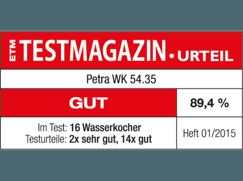 PETRA WK 54.35 Wasserkocher Silber/Schwarz (1850-2200 Watt, 1.7 Liter), PETRA, WK, 54.35, Wasserkocher, Silber/Schwarz, 1850-2200, Watt, 1.7, Liter,