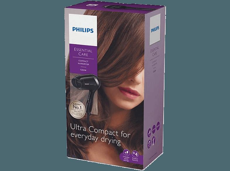 PHILIPS BHD 001/00 Essential Care  (Schwarz hochglanz, 1200 Watt)