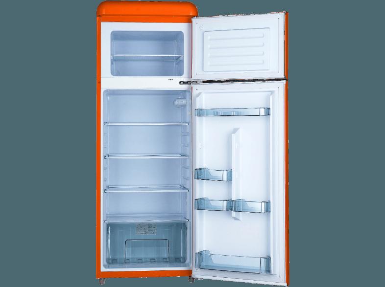 RESPEKTA KS 150 ORANGE GLANZ RETRO Kühlschrank (208 kWh/Jahr, A , 1497 mm hoch, Orange)