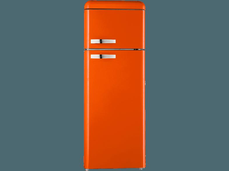 RESPEKTA KS 150 ORANGE GLANZ RETRO Kühlschrank (208 kWh/Jahr, A , 1497 mm hoch, Orange), RESPEKTA, KS, 150, ORANGE, GLANZ, RETRO, Kühlschrank, 208, kWh/Jahr, A, 1497, mm, hoch, Orange,