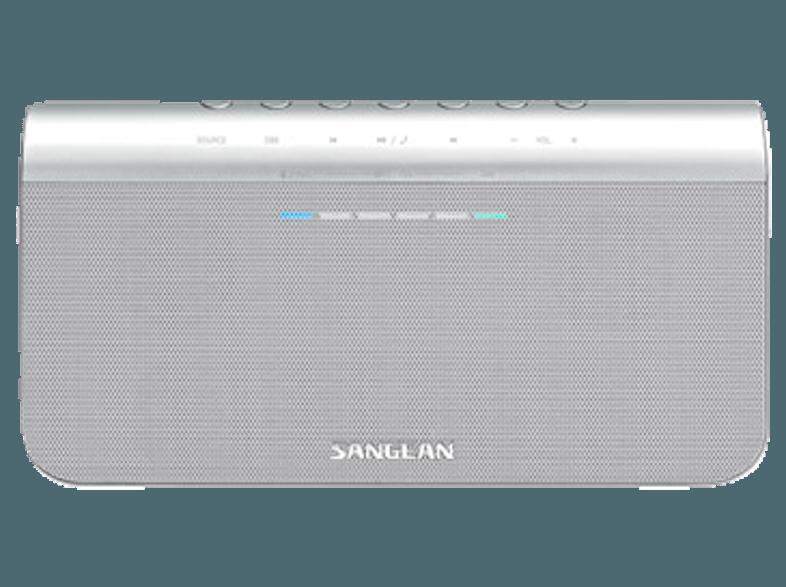SANGEAN BluPad BTS-102 Tragbarer Bluetooth-Stereolautsprecher Silber/Braun
