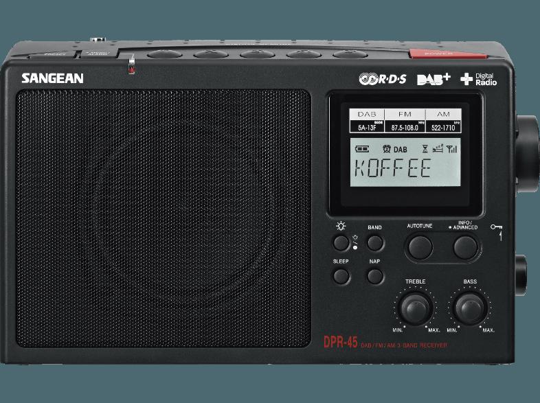 SANGEAN DPR-45  (Digital, UKW, MW, DAB, DAB , Schwarz)