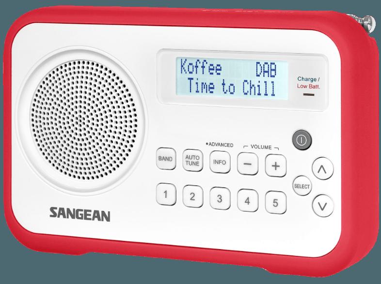 SANGEAN DPR-67  (FM Tuner, UKW, DAB, DAB , Rot/Weiß)