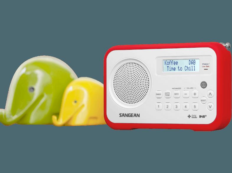 SANGEAN DPR-67  (FM Tuner, UKW, DAB, DAB , Rot/Weiß)