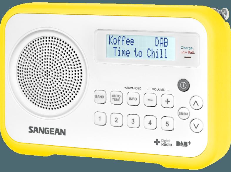 SANGEAN DPR-67  (FM Tuner, UKW, DAB, DAB , Weiß/Gelb)