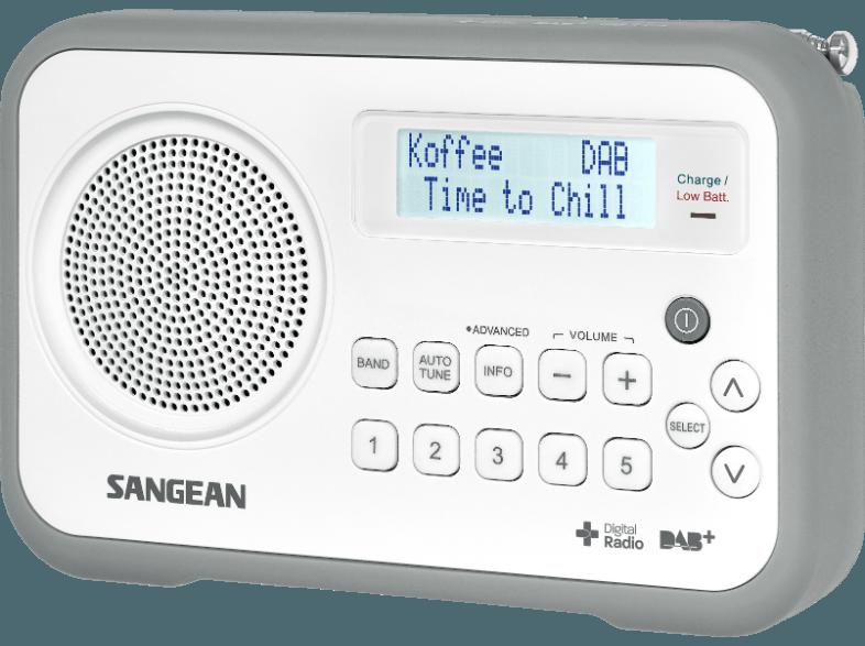 SANGEAN DPR-67  (FM Tuner, UKW, DAB, DAB , Weiß/Grau)
