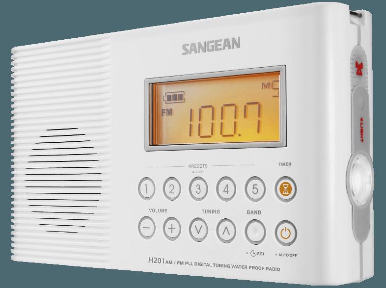 SANGEAN H-201  (PLL Tuner, FM, MW, UKW, Weiß)
