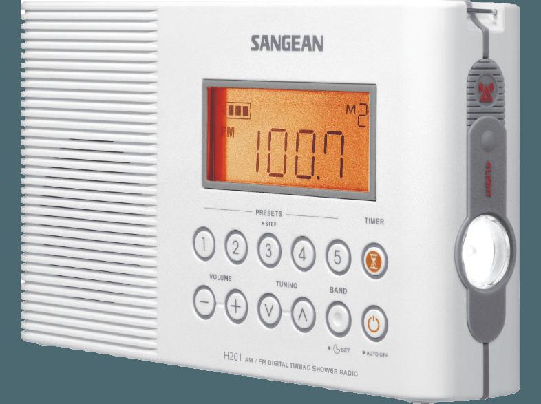 SANGEAN H-201  (PLL Tuner, FM, MW, UKW, Weiß)