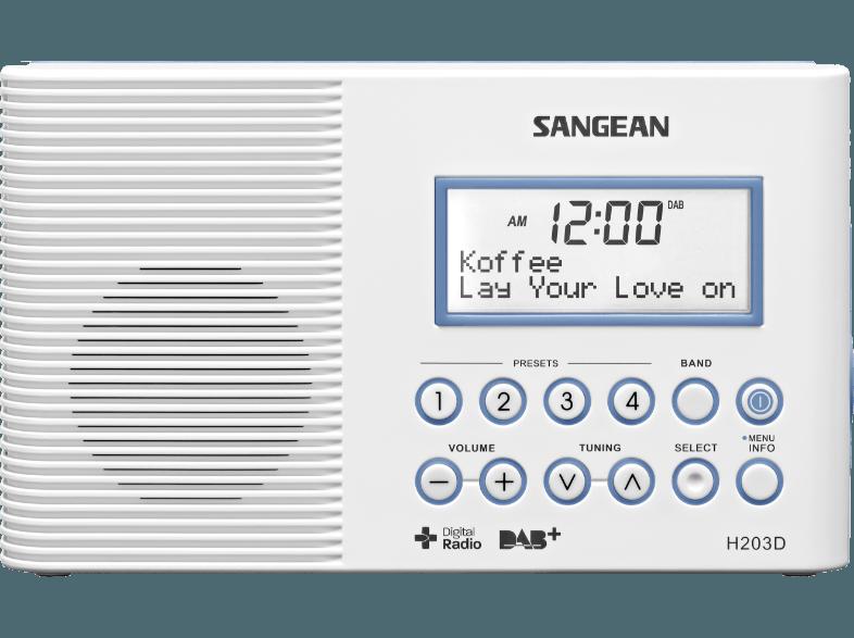 SANGEAN H-203D  (Digital, UKW, DAB, DAB , Weiß), SANGEAN, H-203D, , Digital, UKW, DAB, DAB, Weiß,