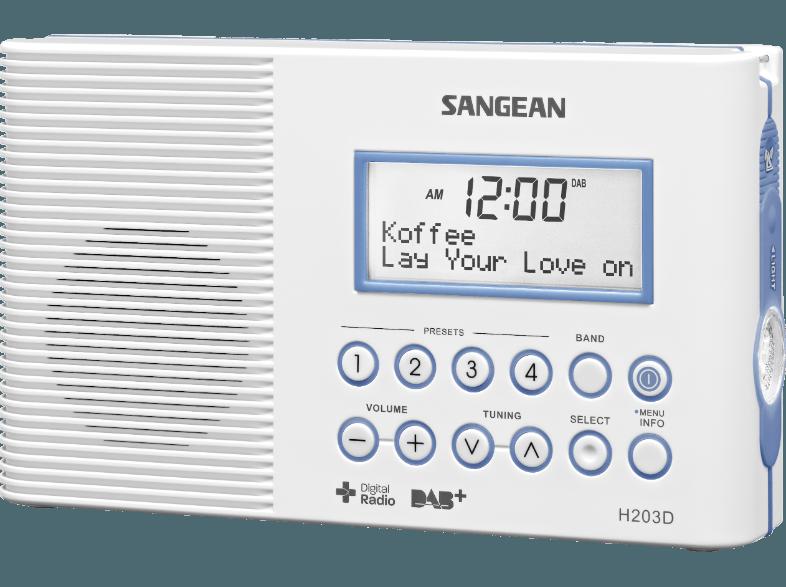 SANGEAN H-203D  (Digital, UKW, DAB, DAB , Weiß), SANGEAN, H-203D, , Digital, UKW, DAB, DAB, Weiß,