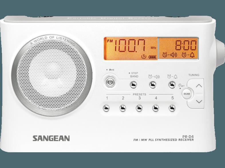 SANGEAN PR-D4  (Digital, UKW, MW, Weiß), SANGEAN, PR-D4, , Digital, UKW, MW, Weiß,