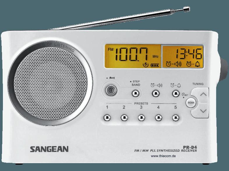 SANGEAN PR-D4  (Digital, UKW, MW, Weiß), SANGEAN, PR-D4, , Digital, UKW, MW, Weiß,