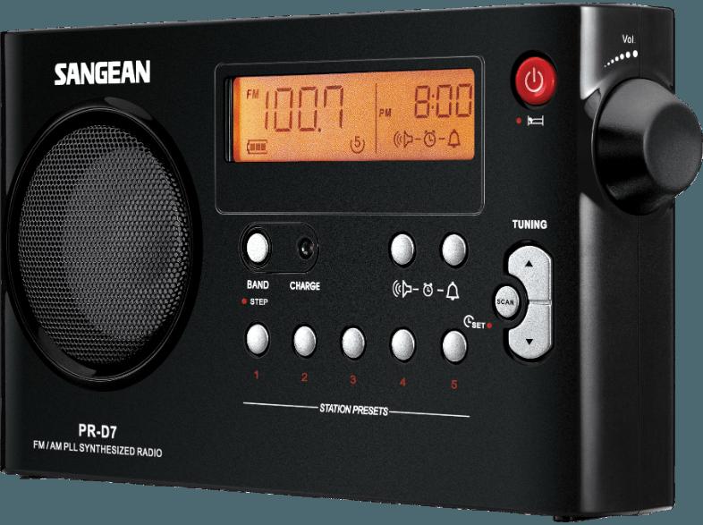 SANGEAN PR-D7  (PLL Tuner, FM, MW, Schwarz)